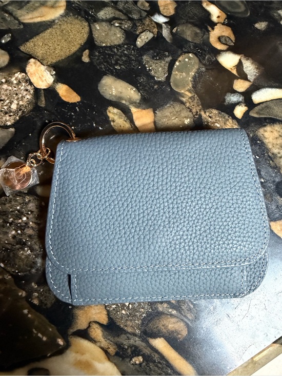 palettetique Handbags - Women's Pebbled Leather Wallet - Steel Blue